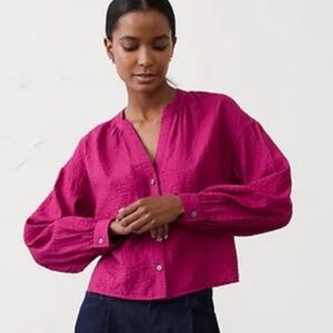 Banana Republic Jaquard Puff Sleeve Top NEW